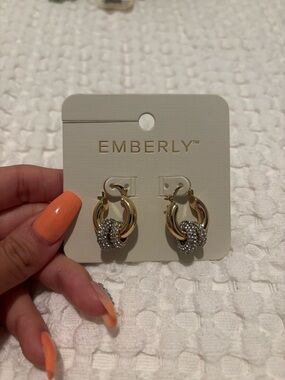 NWT Emberly Gold and Silver Knot Hoop Earrings